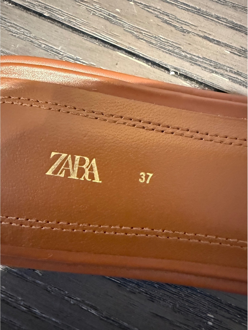 Zara Brown Leather Slide Sandals Women’s Size 37/7 - Picture 5 of 5